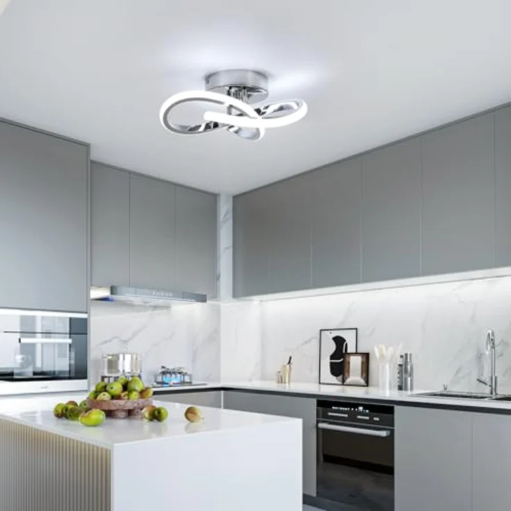 Comely Moderne LED Deckenleuchte, 22W LED Deckenlampem Kreatives Blumendesign, Elegante Silberne Deckenbeleuchtung für Flur, Eingang, Schlafzimmer, Balkon – Bild 8
