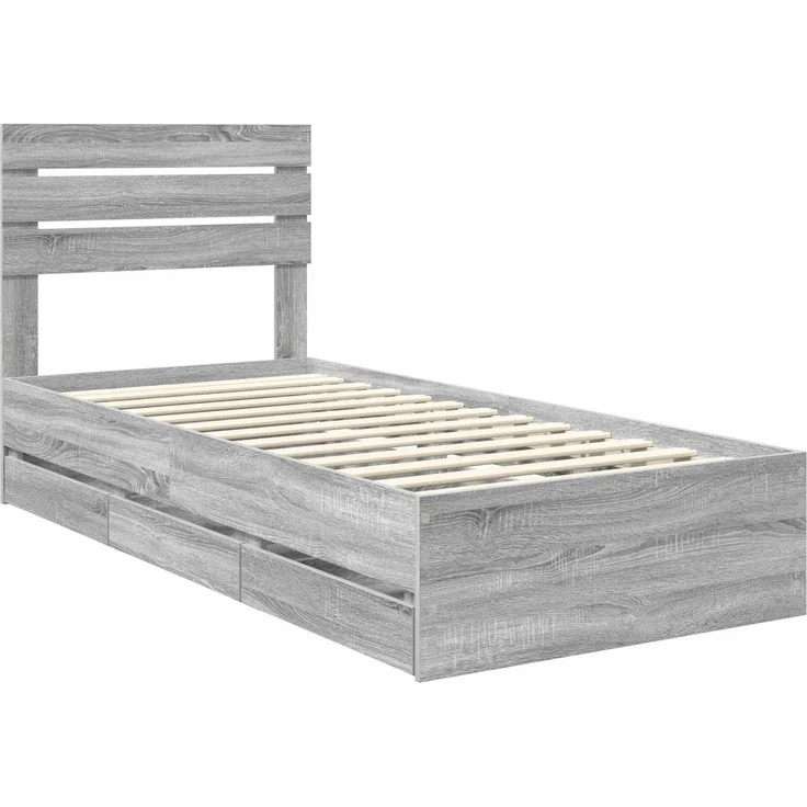 vidaXL Bettrahmen Graues Sonoma 100x200 cm Ingenieurs Holz 3411528 – Bild 3