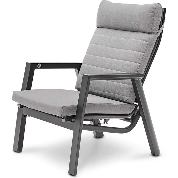 Gartensessel MONDO Ascella, Aluminium, Grau, Schwarz, 73 x 99 x 83 cm