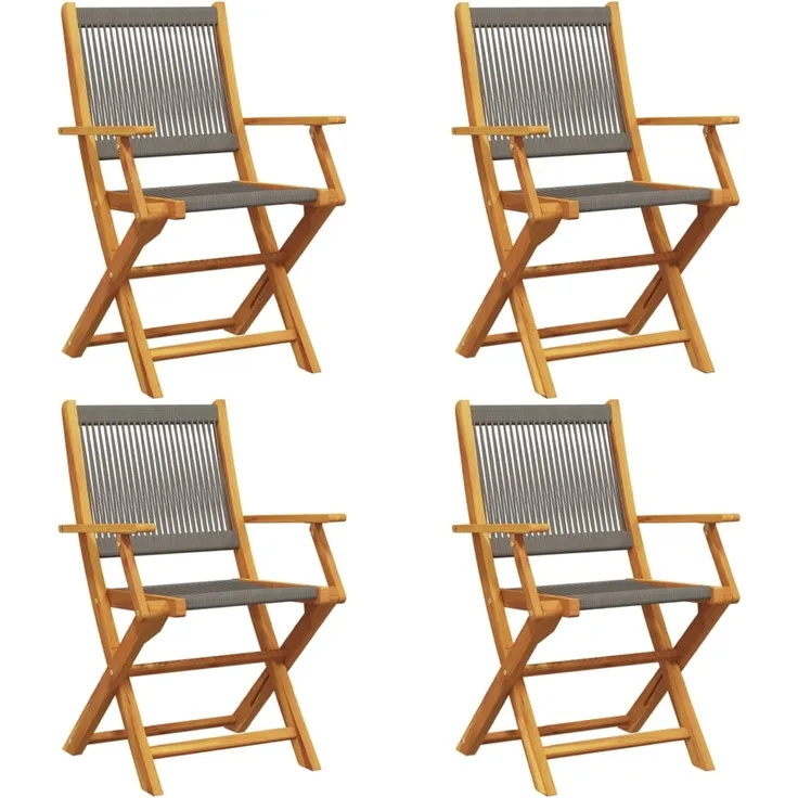 vidaXL Gartenstühle 4 Stk. Klappbar Grau Massivholz Akazie 3214568