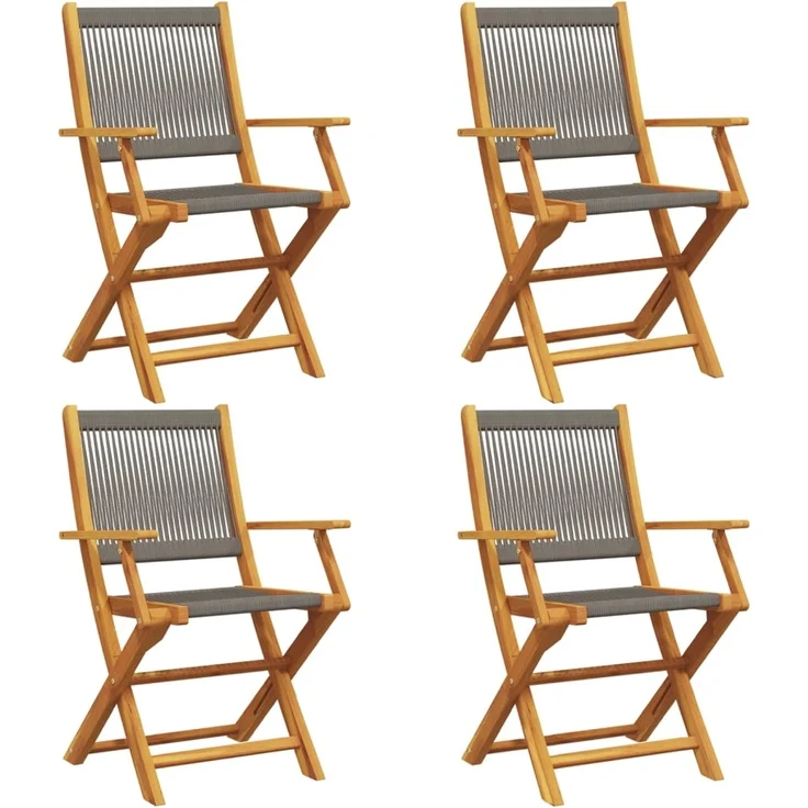 vidaXL Gartenstühle 4 Stk. Klappbar Grau Massivholz Akazie 3214568 – Bild 1