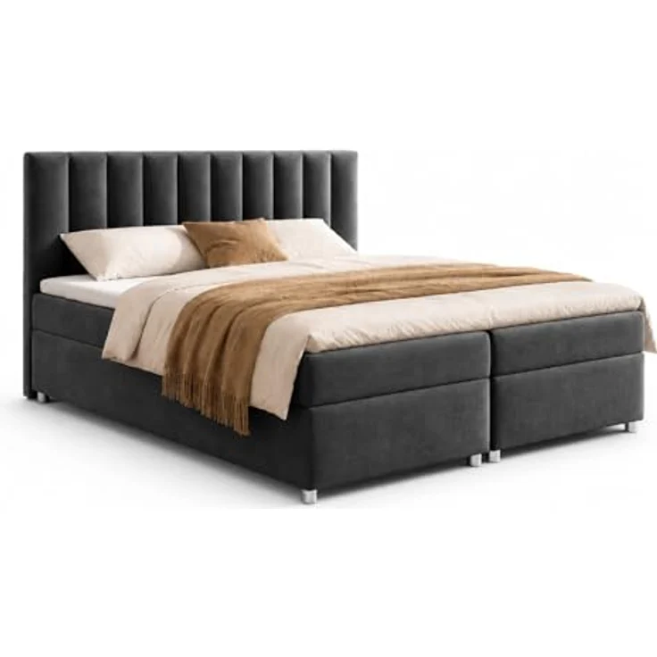 Best for Home Boxspringbett Trinity K-10, modern mit 7-Zonen-Bonnellfederkernmatratze, zwei Bettkästen und Komfort Topper, wählbare Korpusfarbe, verschiedene Größen 140x200 – 200x200 cm – Bild 1