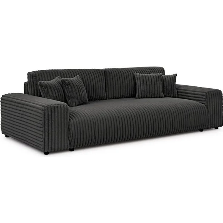 S-Style Möbel Schlafsofa Mollis mit Bettkasten aus Plüschcord mit hohem Sitzkomfort, mit Wellenfederung – Bild 4