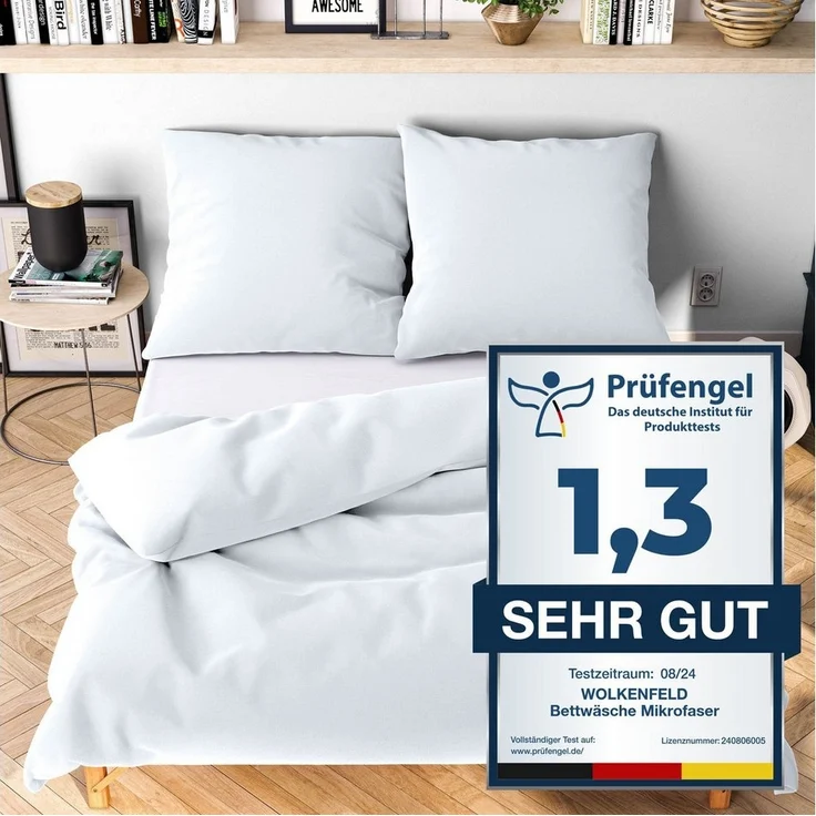 Wolkenfeld Bettwäsche Allergiker Bettwäsche unifarben, unfassbar weich, Mikrofaser, 2 teilig, 135x200 cm, 155x220 & Übergrößen I inkl. Kissenbezüge 80x80 I Uni – Bild 1