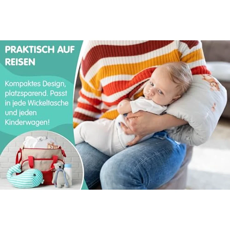 Stillkissen klein Breastfeeding und Nursing Pillow für unterwegs 20 cm - Stillmuff Armkissen und Lagerungskissen Baby Arm Still Kissen aus weicher Baumwolle Oeko-Tex Teddybären – Bild 5