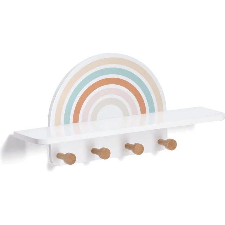 Basera® Wandgarderobe Kinder-Wandgarderobe aus MDF und Kiefer (1 St), Regenbogen-Design – Bild 1