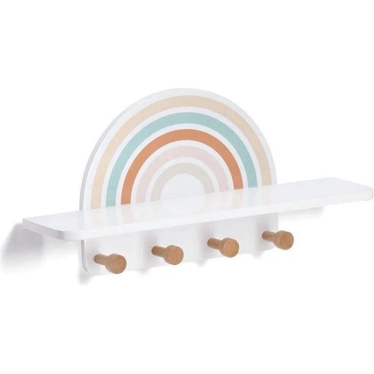 Basera® Wandgarderobe Kinder-Wandgarderobe aus MDF und Kiefer (1 St), Regenbogen-Design