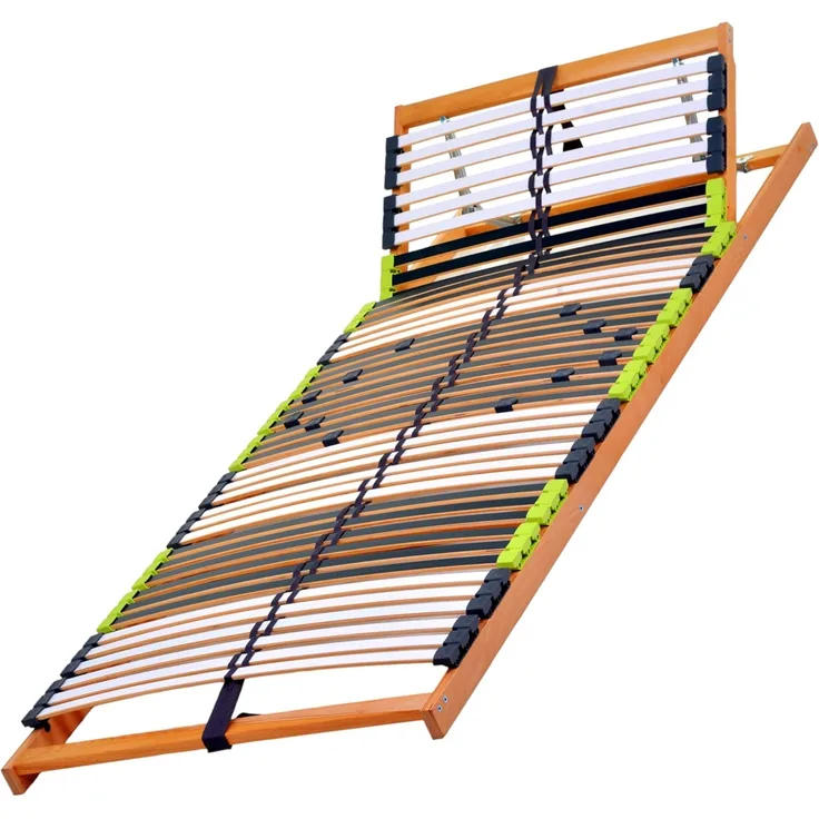 DaMi Lattenrost Relax Zerlegt 140x200 cm - 7 Zonen Lattenrahmen Aus Buche Mit 6-Fach Härteverstellung - Kopfteil verstellbar