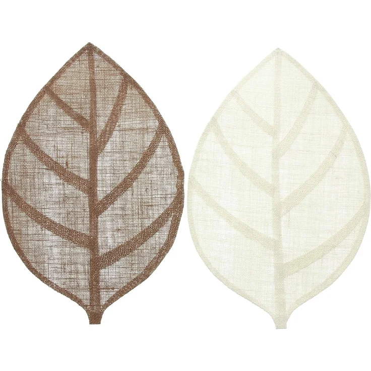 4x Platzmatte "Blatt" aus Jute, beige + braun, 30x45 cm, Platzset, Tischset – Bild 2