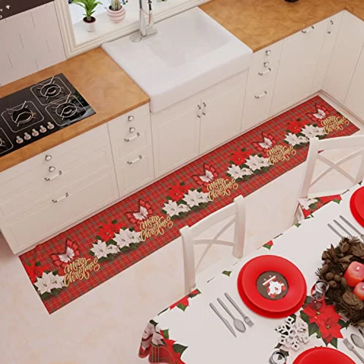 PETTI Artigiani Italiani Weihnachtstischdecke, schmutzabweisend, rechteckig, für Küche, Blumendesign, 12 Sitzplätze (140x240 cm), hergestellt in Italien – Bild 7