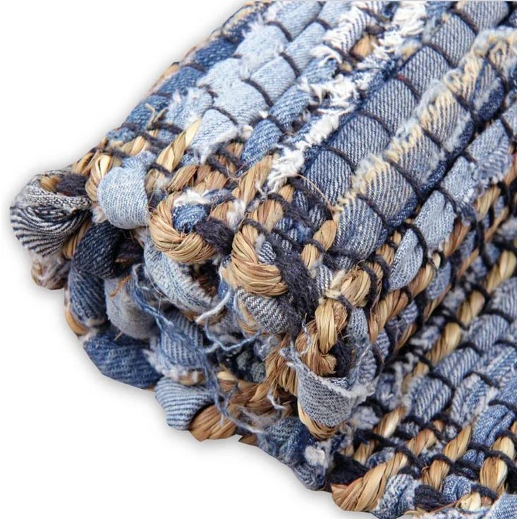 Teppich Läufer Matte Unterlage Vorleger Fußabtreter, breite Auswahl an modernen Fleckerl- und Baumwollteppichen (70x180cm / Jeans Square) – Bild 7