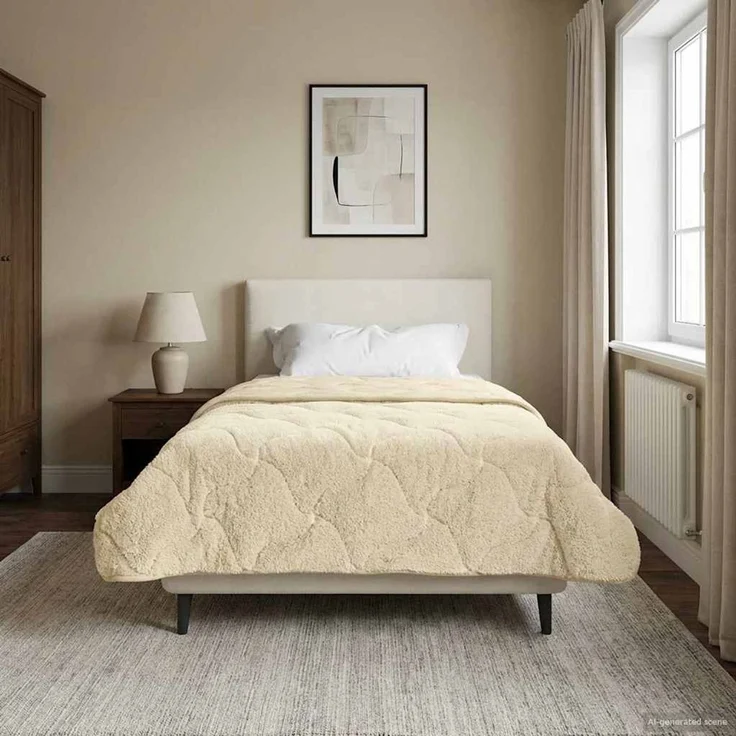 vidaXL Winterbettdecke Creme 155 x 200 cm Mikrofaser und Teddy-Fleece 42026363 – Bild 1