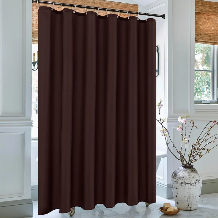 Stoff Duschvorhang 183 × 183 cm Braun, Wasserresistent, Rostfreie Ösen, Gewichteter Saum, Waschbar – Bild 8