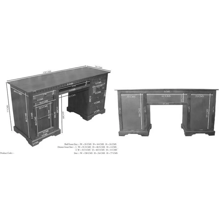 Schreibtisch Akazie 158x54x76 honig lackiert OXFORD #0522 – Bild 5
