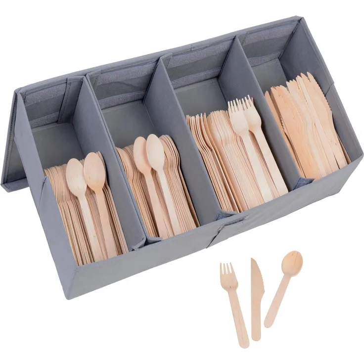Holz-Besteck Set mit Besteckbox