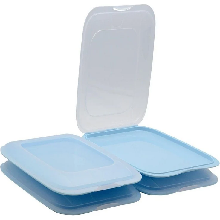 Engelland Frischhaltedose Aufschnittdosen, Aufschnittbox, PP-Kunststoff, BPA-frei, (Vorteils-Set, 4-tlg, mit transparentem Deckel), stapelbar, platzsparend, Ordnung im Kühlschrank, Organizer, Stapelbox – Bild 1