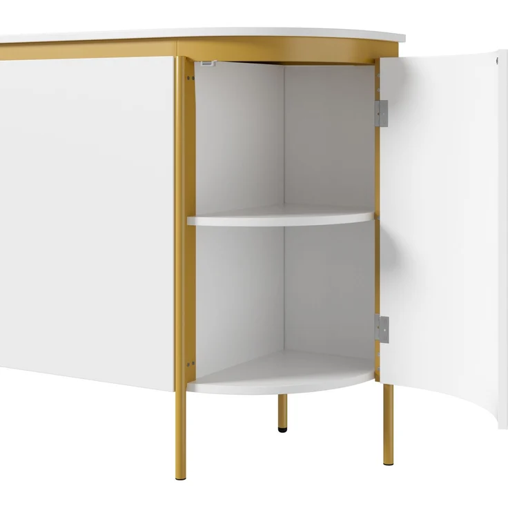 ZUBALIYA Sideboard 140x38x80 cm, mit 4 Türen, aus MDF, Weiß – Bild 13
