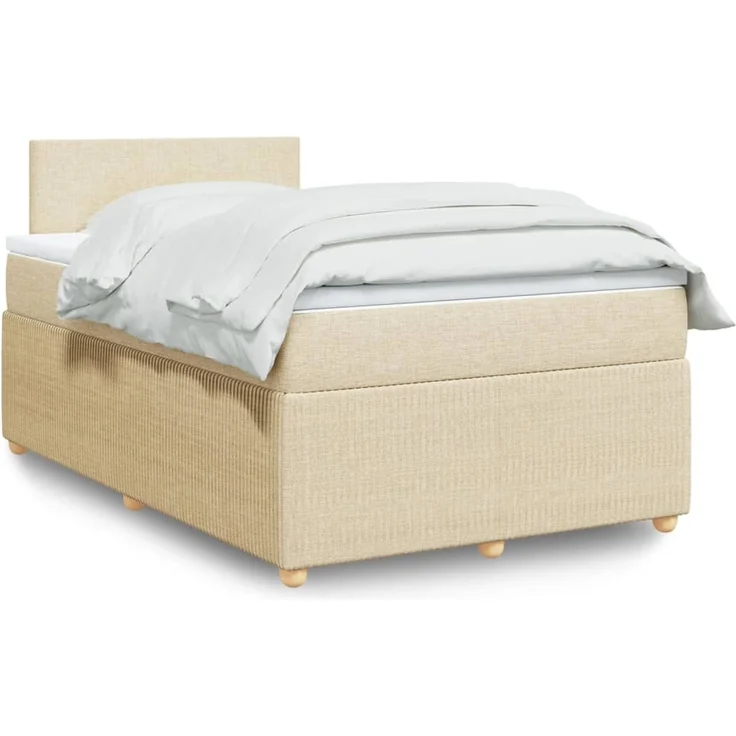 vidaXL Boxspringbett mit Matratze Creme 120x200 cm Stoff 3289721 – Bild 1