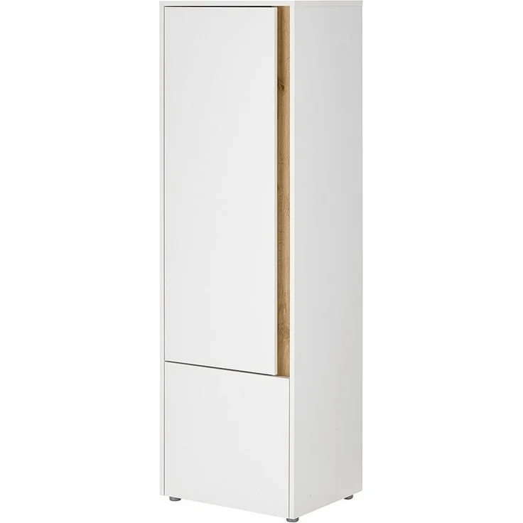 Lomadox Stauraumschrank CRISP-61 weiß mit Wotan Eiche, Tür beidseitig montierbar, ca. 50/157/40 cm – Bild 1