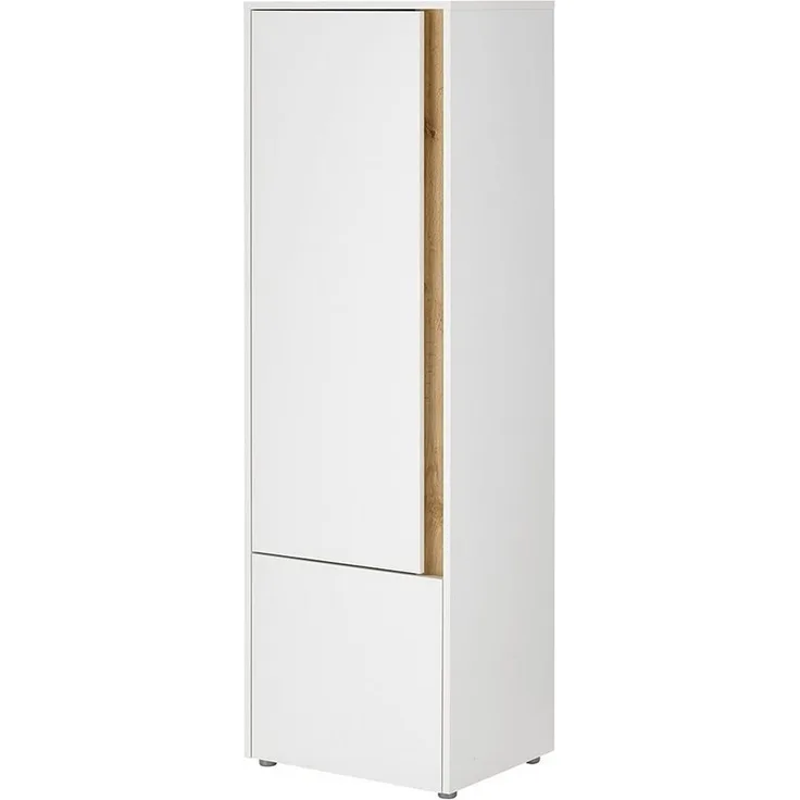 Lomadox Stauraumschrank CRISP-61 weiß mit Wotan Eiche, Tür beidseitig montierbar, ca. 50/157/40 cm