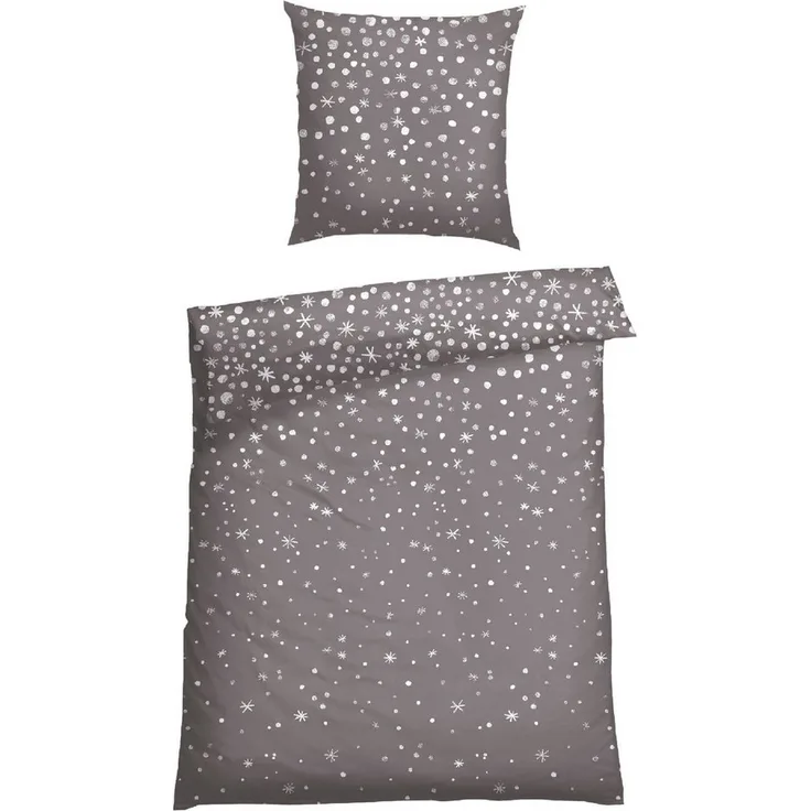 Schiesser Bettwäscheset Runa - Feinbiber - 2-teilig - 155 x 220 cm - Grau