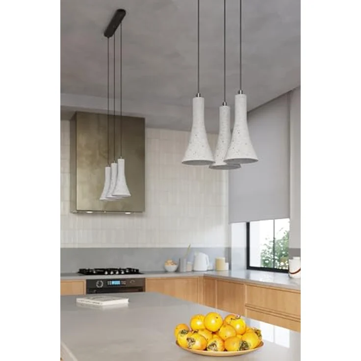 Sollux Lighting Rea 3L Pendelleuchte, industrielle Betonoptik mit schwarzem Stahl, grau – Bild 6