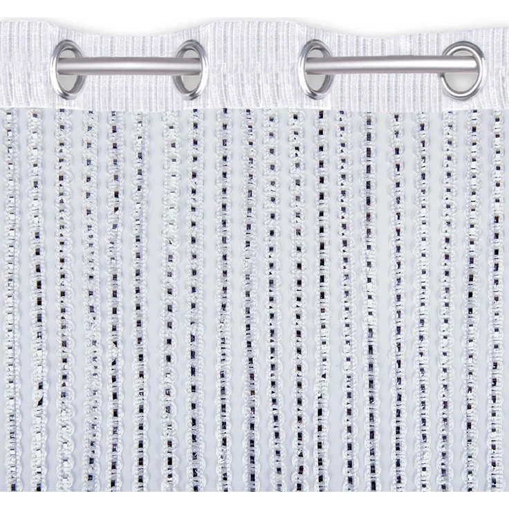 Fadenvorhang Lurex-Optik Fadengardine Türvorhang mit Ösen, trendige Dekoration in vielen verschiedenen Ausführungen erhältlich (140x250 cm / weiß - perlweiß) – Bild 4