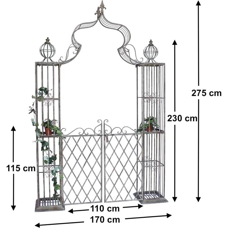 DanDiBo Rosenbogen mit Tor Pforte Metall 275x170 cm Rundbogen Torbogen Pergola 110241 Schmiedeeisen Rankhilfe Gartentor – Bild 2