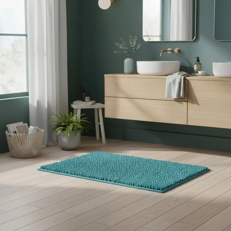 OTTO home Badematte Vanessa Chenille, Standard & Premium, 15mm oder 20mm, auch als 2er Set, rutschhemmend beschichtet, schnell trocknend, strapazierfähig, fußbodenheizungsgeeignet, Polyester, rechteckig, Uni Farben, besonders weich, flauschig, Badvorleger – Bild 2