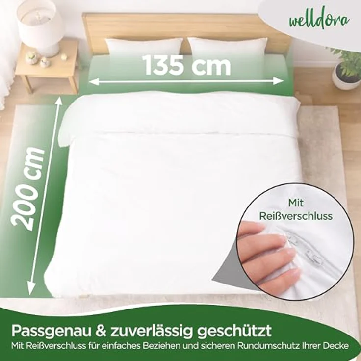 Welldora Bettbezug, Milbenbezug Bettdecke, Allergiker Deckenbezug fachärztlich getestet, Encasing gegen Milben & Bettwanzen, Allergiker Bettwäsche Decke – Bild 3