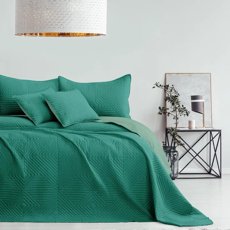 AmeliaHome Tagesdecke hellgrün dunkelgrün 220x240 Bettüberwürf zweiseitig Ultrasonic Steppung Polyester Softa