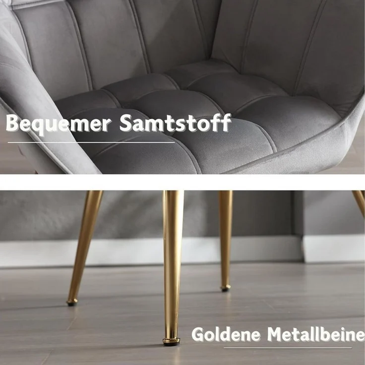 WAHSON OFFICE CHAIRS Ohrensessel mit Massivholz-/Metallbeinen Moderner Sessel aus Leinen/Samt – Bild 4