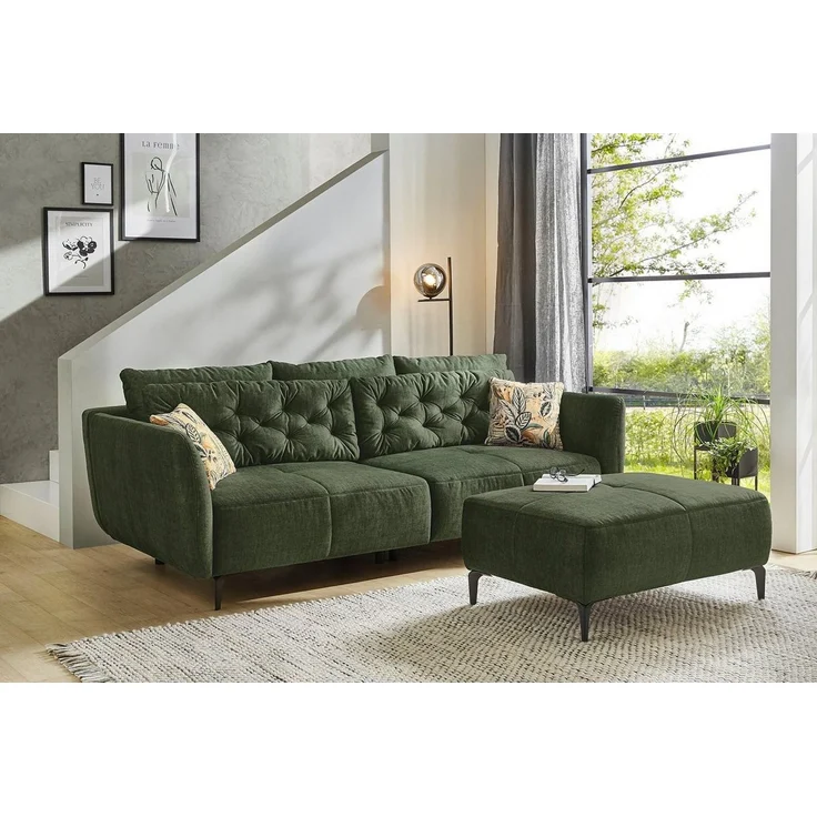 Jockenhöfer Gruppe Big-Sofa Spa, im Retrolook mit Wellenfederung, und frei im Raum stellbar, inkl. 7 Kissen – Bild 3