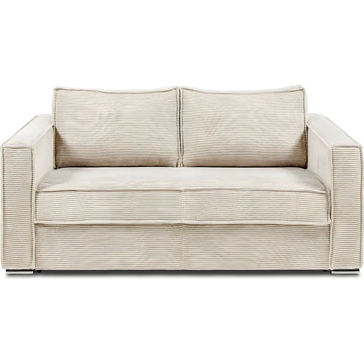 Vente-unique - LORETO Sofa SamtStoff Beige - B 95 cm x H 90 cm x L 195 cm – Bild 2