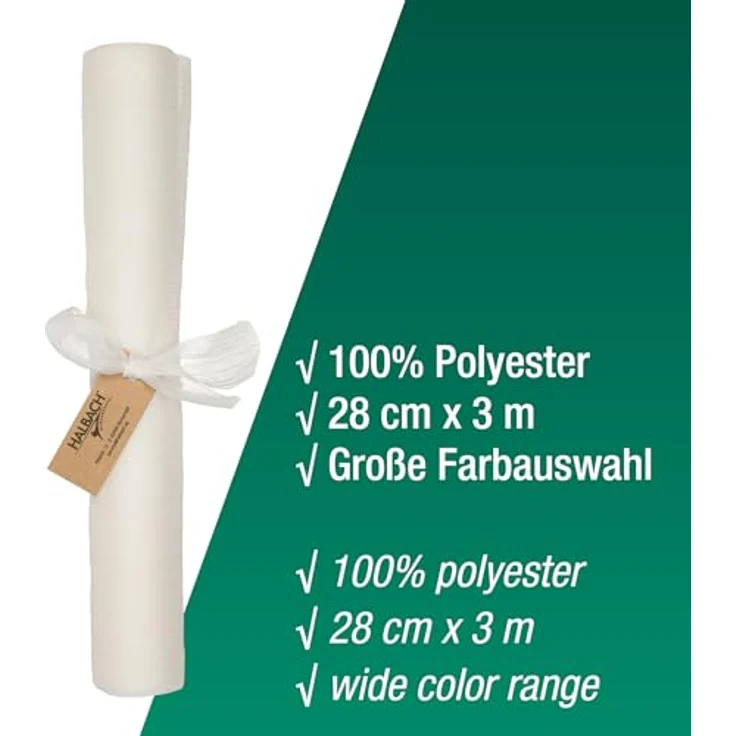 Halbach Seidenbänder Premium Chiffon Tischläufer | Breite: 28 cm Länge: 3 m | Tischläufer modern für Tischdeko Esstisch | Farbe: weiß – Bild 4