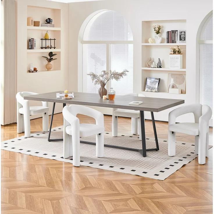 Esszimmerstuhl 4er-Set 62×52×75 cm in Beige mit Samtbezug und Armlehnen – Bild 3