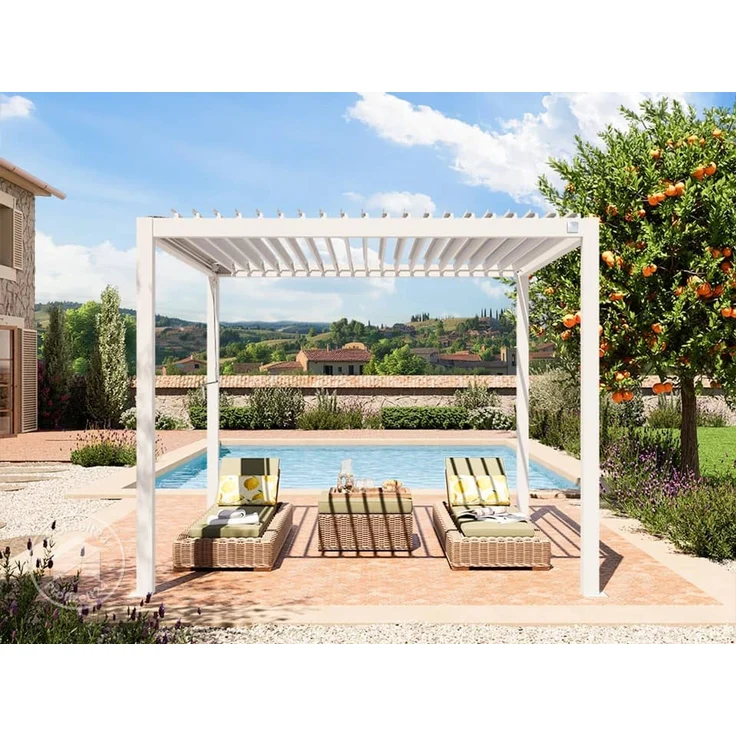PRIMEYARD Pergola, Aluminium / Stahl weiß, 3x3 m – Bild 4