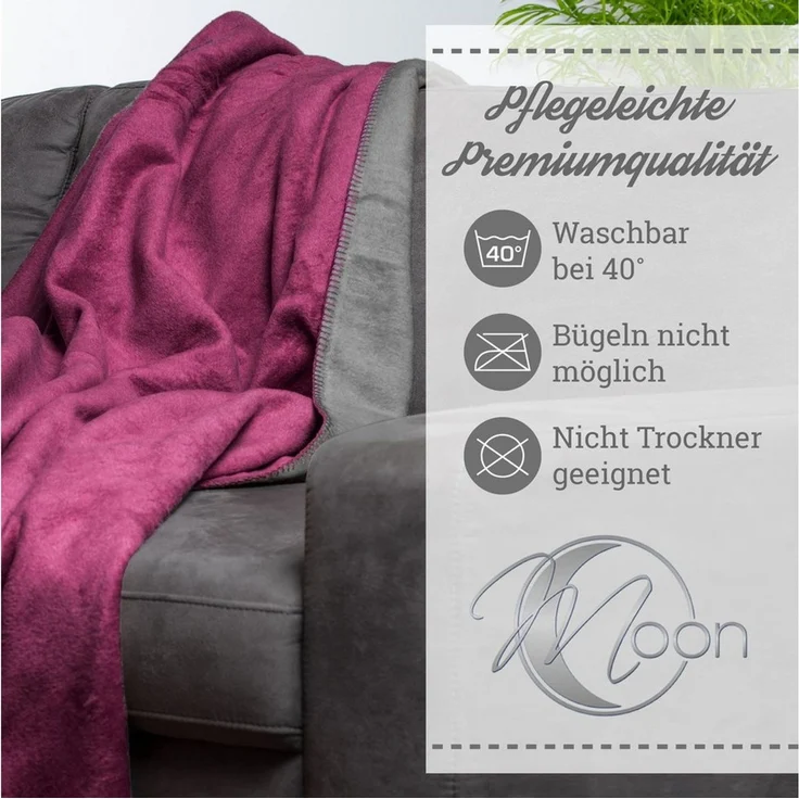 Wohndecke Moon Kuscheldecke Doubleface Baumwollmix ca 220x240 cm gekettelter Rand, MOON Heimtextilien, Kuscheldecke – Bild 3