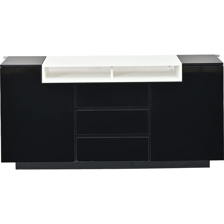 DESVIAE Sideboard Schwarz aus Spanplatte – 140x68x40 cm – 3 Schubladen, LED-Beleuchtung – Bild 8