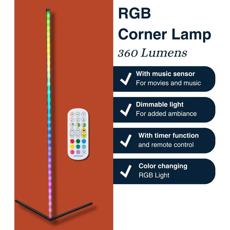 EDCO Ecklampe Stripe RGB GRUNDIG - Büro & Diele & Esszimmer & Wohnzimmer & Kinderzimmer & Küche & Schlafzimmer in Multicolor – Bild 3