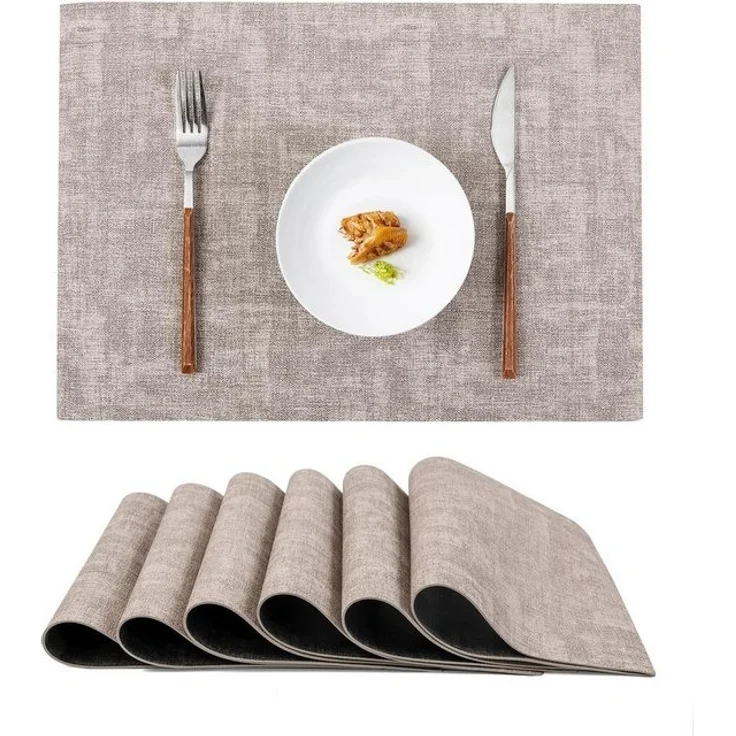 SinLaw Platzset Abwaschbares Tischset, beidseitig rutschfest, hitzebeständig, grau, (6-St), 6er-Packung,Beidseitig verwendbar, knitterarm – Bild 4