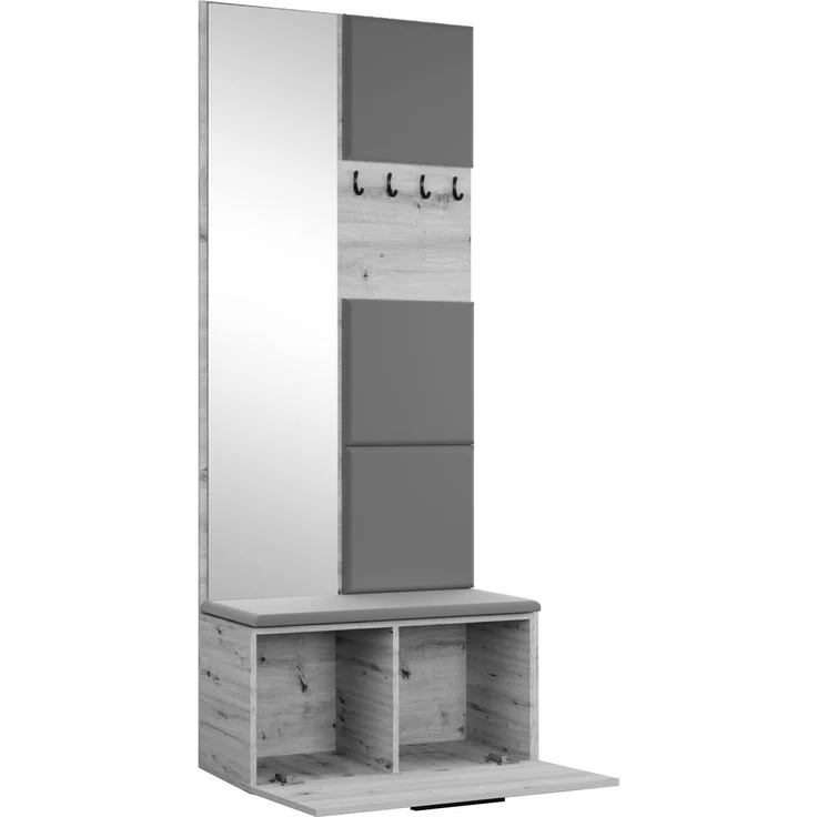 AX LIVING Kleiderschrank mit Spiegel Rosanno III - 80,6 cm Weiß JS100 – Bild 2