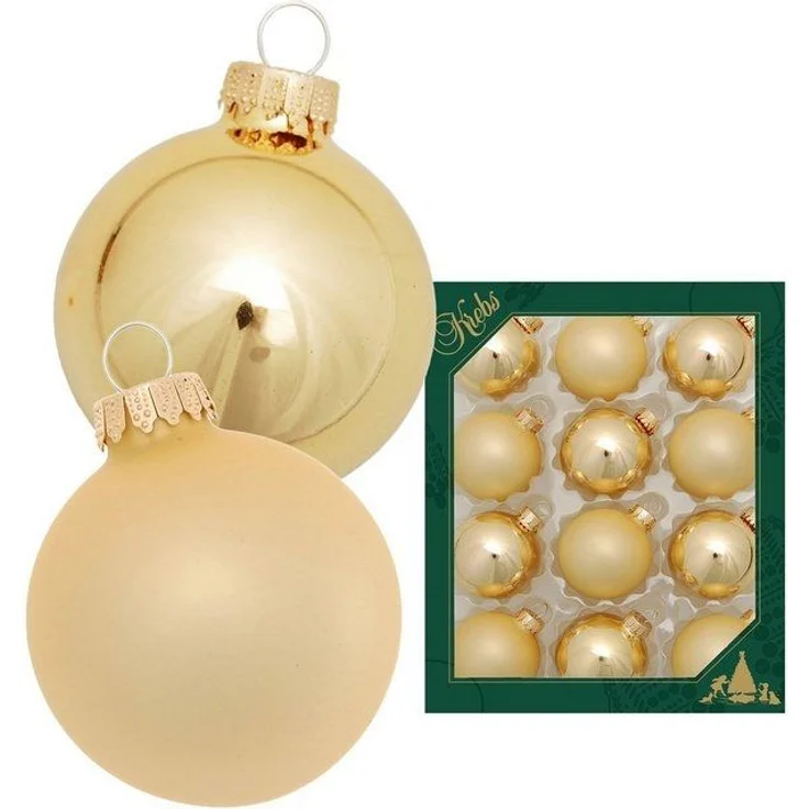 Krebs Glas Lauscha Weihnachtsbaumkugel Glaskugelsortiment Goldfarben Glanz/Satin, Ø ca. 5 cm (12 St), Weihnachtsdeko, Christbaumschmuck, Christbaumkugeln aus Glas – Bild 4