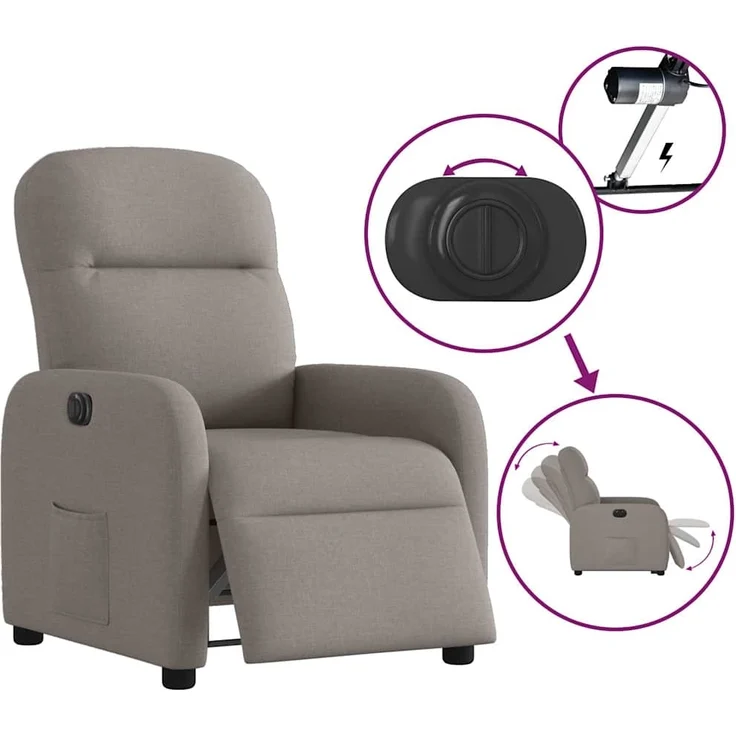 vidaXL Relaxsessel Elektrisch Taupe Stoff 3302959 – Bild 8