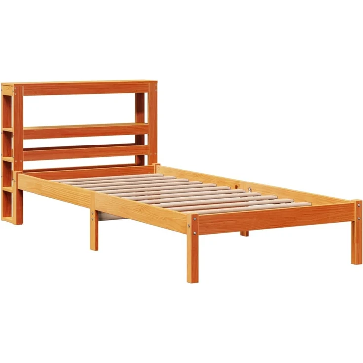 Einzelbettgestell Design für Erwachsene mit Kopfteil ohne Matratze Wachsbraun 100x200 cm d3106e – Bild 3