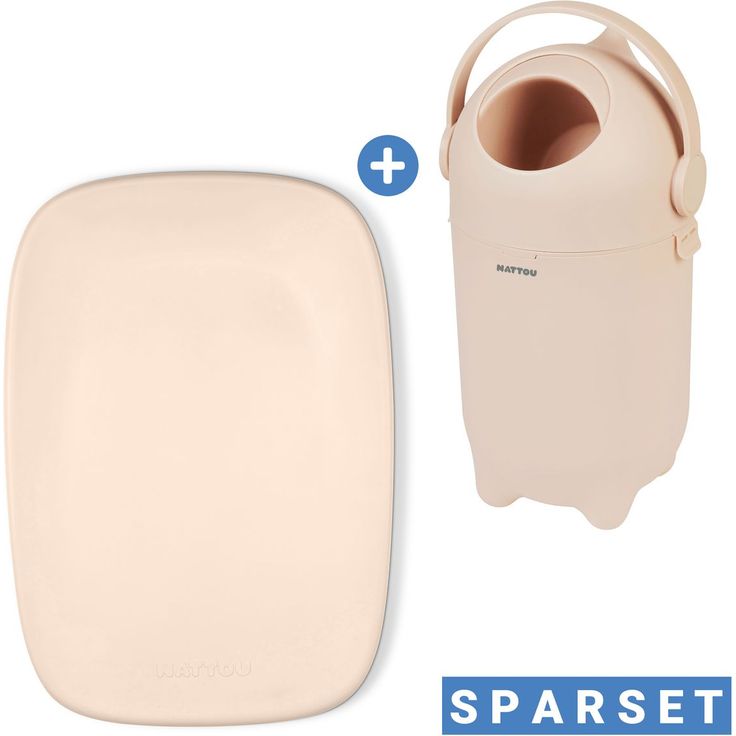 Nattou Wickel-Set mit Wickelunterlage Softy und Windeleimer Dropy, beige, hygienisch und komfortabel für die Windelentsorgung, 50 x 70 cm und 20 Liter Fassungsvermögen