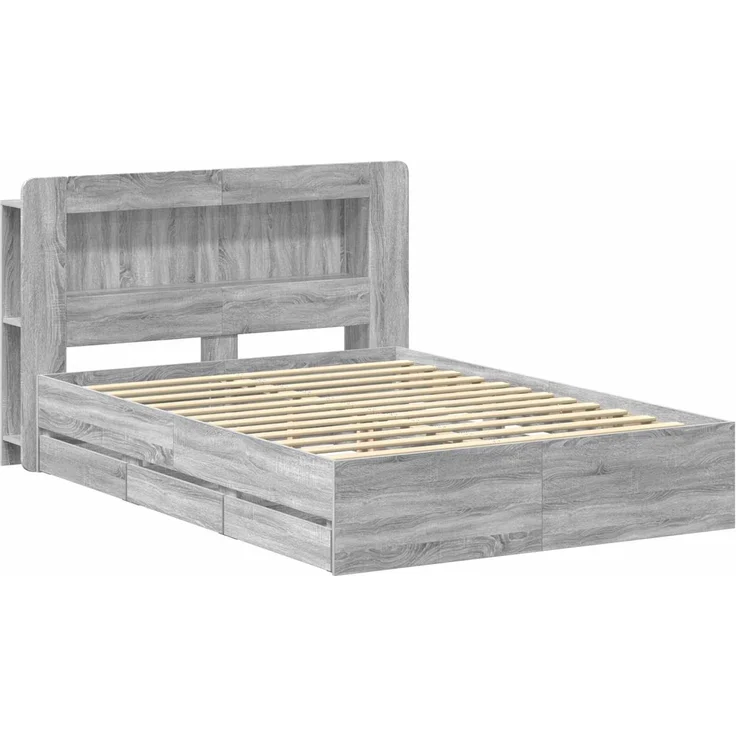 vidaXL Bettgestell mit Stauraum und Kopfteil Sonoma-Grau 140 x 200 cm 3434048 – Bild 3