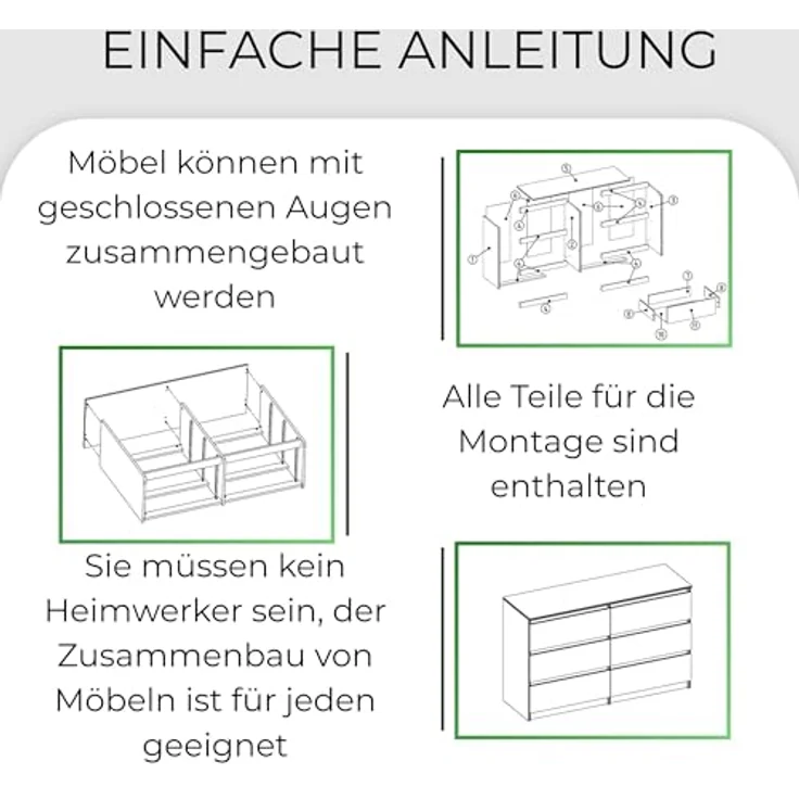 CDF Kommode Malwa M6 140 | Farbe: Kaschmir (beige) | Schrank für Dokumente, Kleinigkeiten | Ideal für Wohnzimmer, Schlafzimmer, Kinderzimmer, Jugendzimmer und Büro | 6 geräumige Schubladen – Bild 9