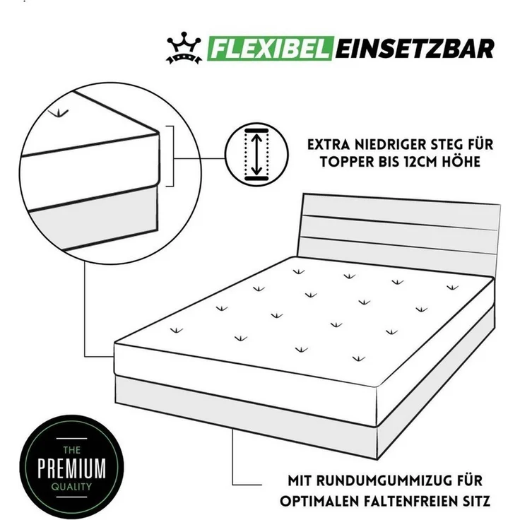 Hometex Premium Textiles Spannbettlaken für Topper bis 10cm Steghöhe, Jersey, Gummizug: Rundumgummizug, ideal für Boxspringbett Topper, 100% reine Baumwolle – Bild 2