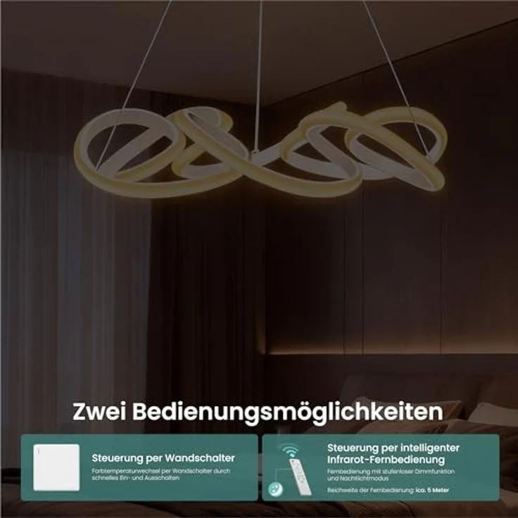 Mai & Mai Pendelleuchte Pendellampe LED-Hängelampe stufenlos dimmbar 67W Alivetta25040, LED-Pendellampe – Bild 3